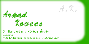 arpad kovecs business card